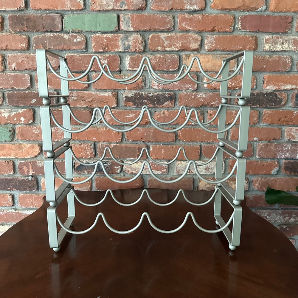 4-Tier Wrought Iron Stackable Wine Rack 16 Bottle Gray Pier 1 Style